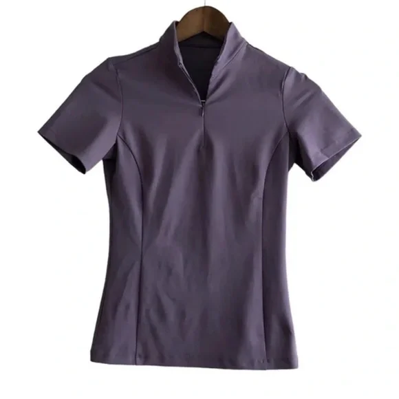 TKEQ Quinn Essential Horse Show Competition Stretchy Short Sleeve Shirt Purple - Picture 2 of 11